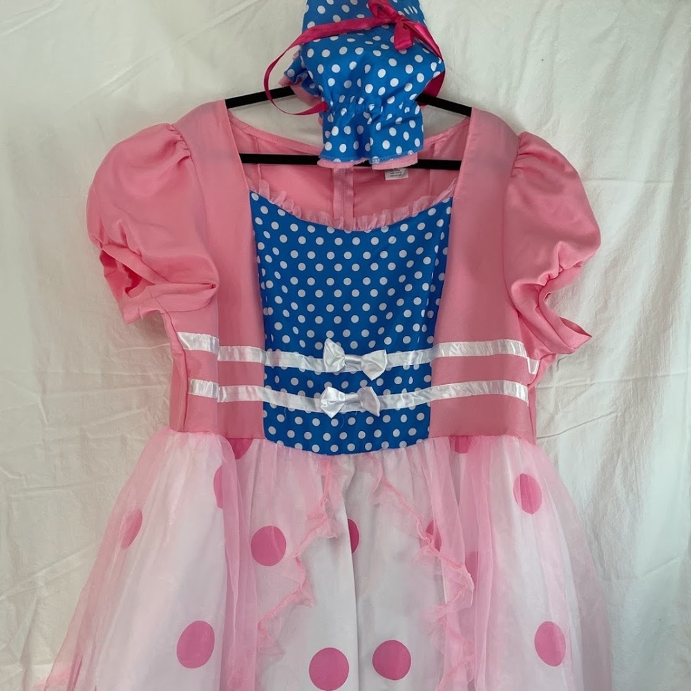 Little Bo Peep Halloween Costume Dress with Bonnet